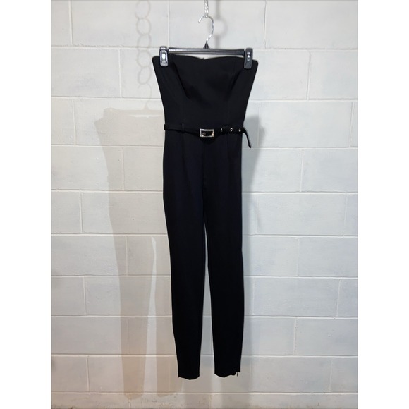 Generation Love Women's Tessa Ponte Jumpsuit 2 Black Fitted Stretch‎ Belted NEW - Picture 1 of 9